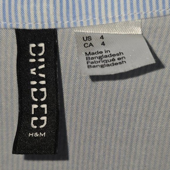 Divided Blue & White Striped Open Waist and Tie Button Up Dress Size 4 - Picture 2 of 8